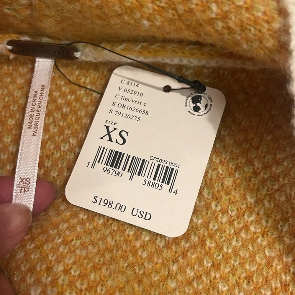 โจBNWT๐ธ Free People BL๐ธ๐ธM Cardigan orange lime combo SOLD OUT! XS OVERSIZED - Picture 7 of 11